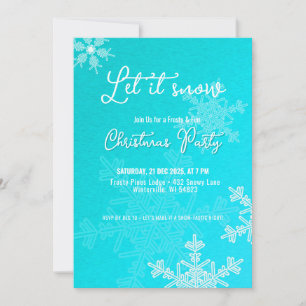 Let it snow blue snowflakes Christmas Party  Invitation