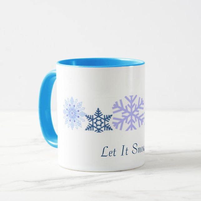 Let it Snow | Blue Snowflakes Mug (Front Left)