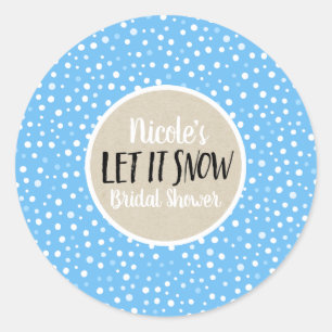 Let it Snow Blue White Snow Winter Holiday Favour Classic Round Sticker
