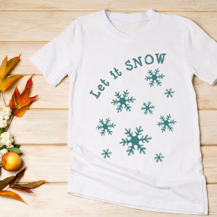 Let it snow Blue Winter Snowflake Pattern T-Shirt