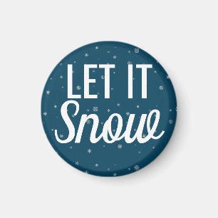 Let it snow blue with snowflakes modern magnet