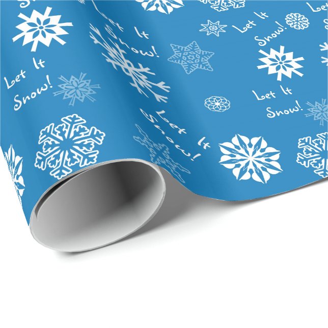 Let It Snow- Blue Wrapping Paper (Roll Corner)