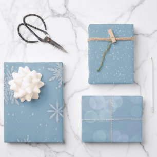 Let it Snow Blue Wrapping Paper Sheet