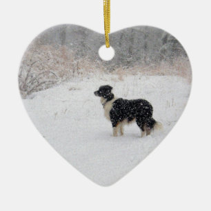 Let it Snow! Border Collie Ceramic Tree Decoration