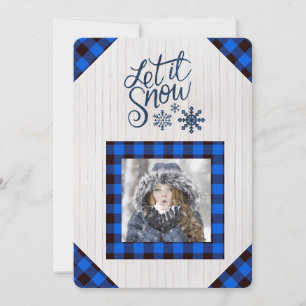 Let it Snow Buffalo Check Photo Holiday Card