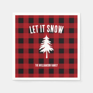 Let It Snow Buffalo Plaid Holiday Napkin