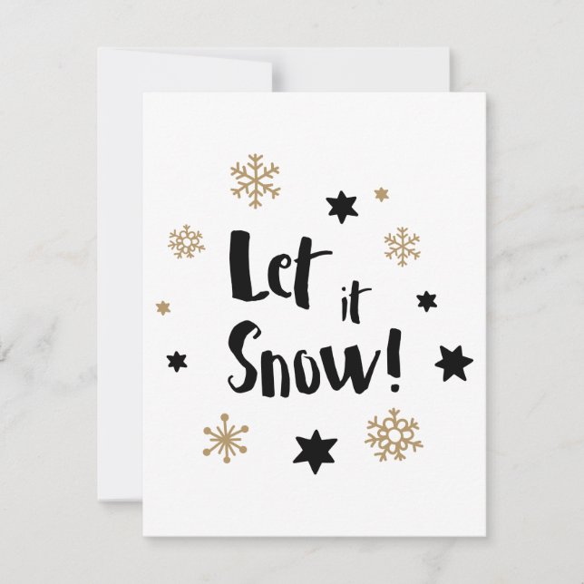 "Let it Snow!"  Calligraphy Christmas Holiday Card (Front)