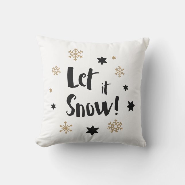 "Let it Snow!"  Calligraphy Christmas Outdoor Cushion (Front)