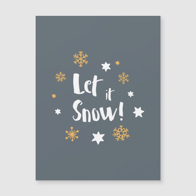 "Let it Snow!"  Calligraphy Modern Grey Christmas (Front)