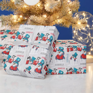 Let it Snow Cartoon Snowman Wrapping Paper