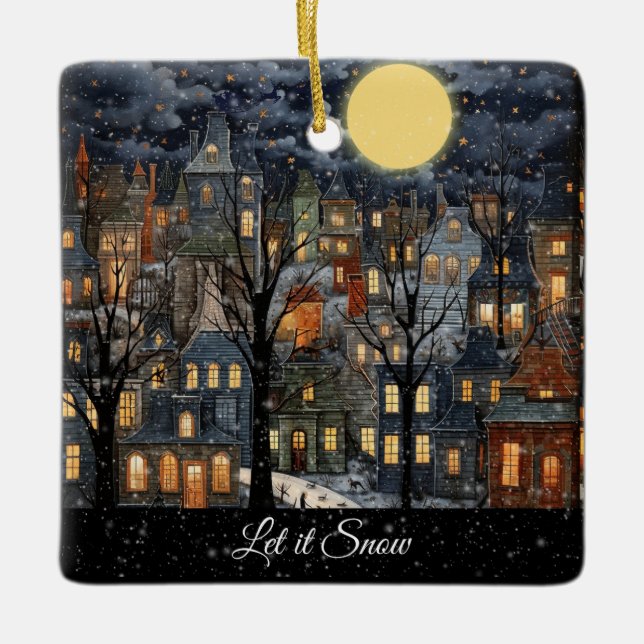 Let It Snow Ceramic Ornament (Front)