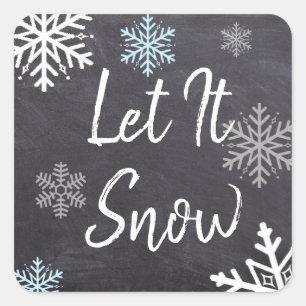 Let It Snow Chalkboard Style Background Christmas Square Sticker