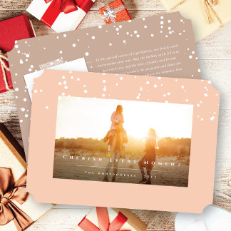 Let It Snow Cherish Every Moment Minimalist Photo Holiday Card
