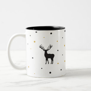 Let It Snow Christmas Art Cartoon Reindeer Image  Two-Tone Coffee Mug
