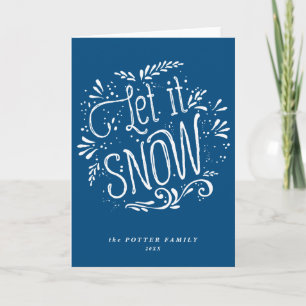 Let It Snow   Christmas Blue Holiday Card