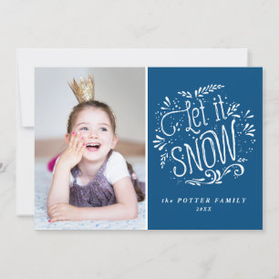 Let It Snow   Christmas Blue Holiday Photo Card