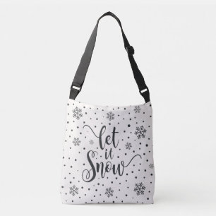 Let It Snow Christmas Calligraphy   Crossbody Bag