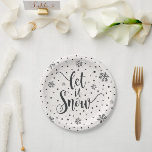 Let It Snow Christmas Calligraphy   Paper Plate