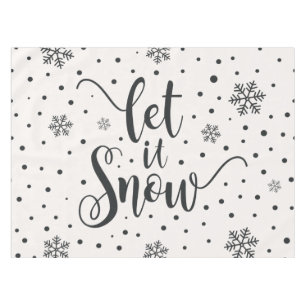 Let It Snow Christmas Calligraphy   Tablecloth