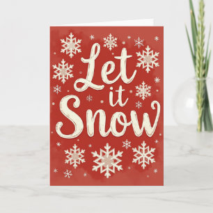Let It Snow Christmas Card Glitter Snowflake