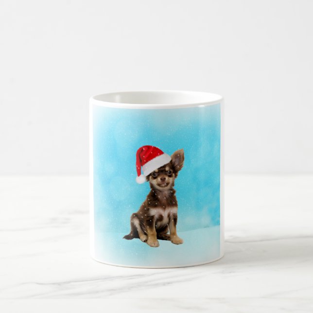 Let it Snow Christmas Chihuahua Dog Wearing Hat Coffee Mug (Center)