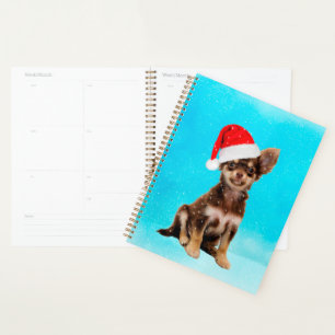 Let it Snow Christmas Chihuahua Dog Wearing Hat Planner