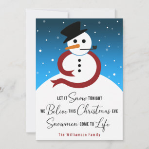 Let it Snow Christmas Eve Snowman Haiku Poetry Card