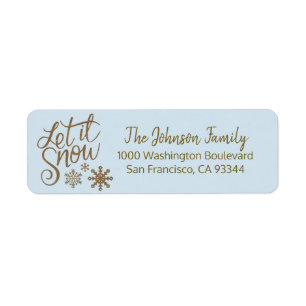LET IT SNOW Christmas Gold Blue Return Address