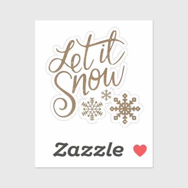 "Let it Snow" Christmas Gold Glitter Custom Text (Sheet)
