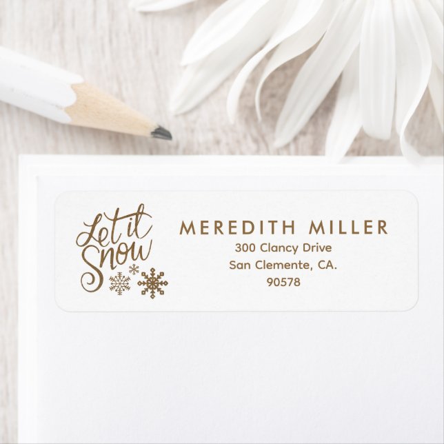 Let it Snow Christmas Gold Glitter Return Address (Insitu)
