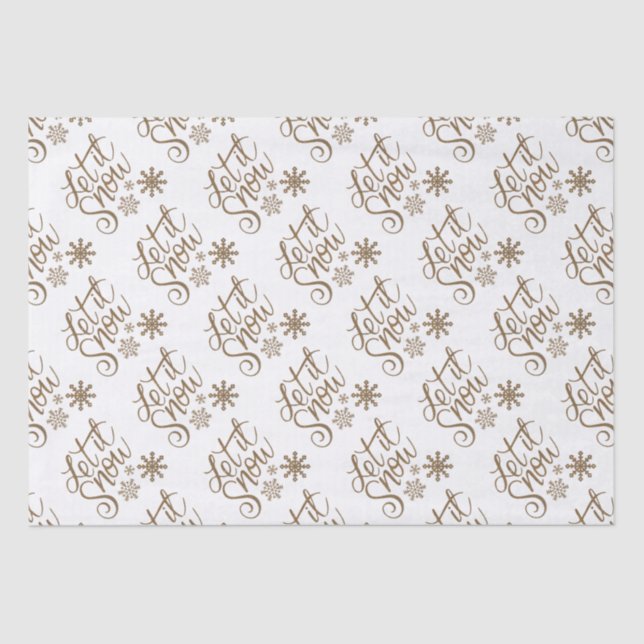 "Let it Snow" Christmas Gold Glitter Tissue Paper (Front)