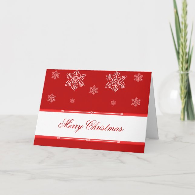 Let it Snow Christmas Greeting Card, Red Holiday Card (Front)