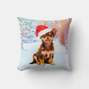 Let it Snow Christmas Holiday Chihuahua Dog Cushion