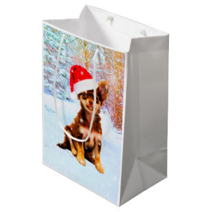 Let it Snow Christmas Holiday Chihuahua Dog Medium Gift Bag
