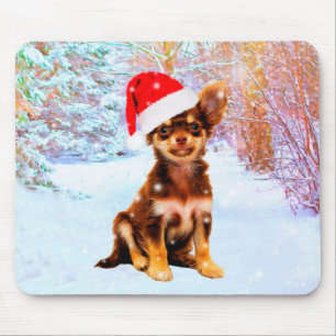 Let it Snow Christmas Holiday Chihuahua Dog Mouse Mat