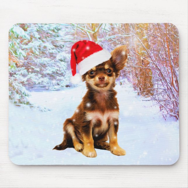 Let it Snow Christmas Holiday Chihuahua Dog Mouse Mat (Front)