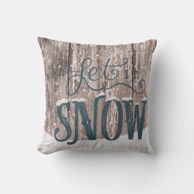 Let It Snow Christmas Holiday Winter Throw Pillow (Front)