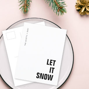 Let it Snow   Christmas Minimalist Clean Simple Holiday Postcard