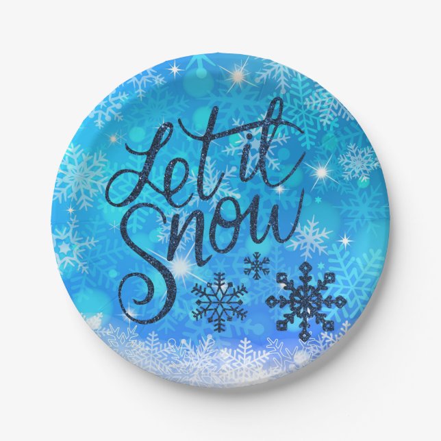 Let it snow - Christmas Party Paper Plate (Front)