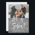 Let It Snow Christmas Photo Card<br><div class="desc">Let it Snow! Christmas Charcoal Grey Hand Lettered Script Winter Snowflake Photo Card. The photo and text of this hand lettered brush script can be updated and customised with your photo and name. This card also displays your name on the back of the Christmas Card.</div>