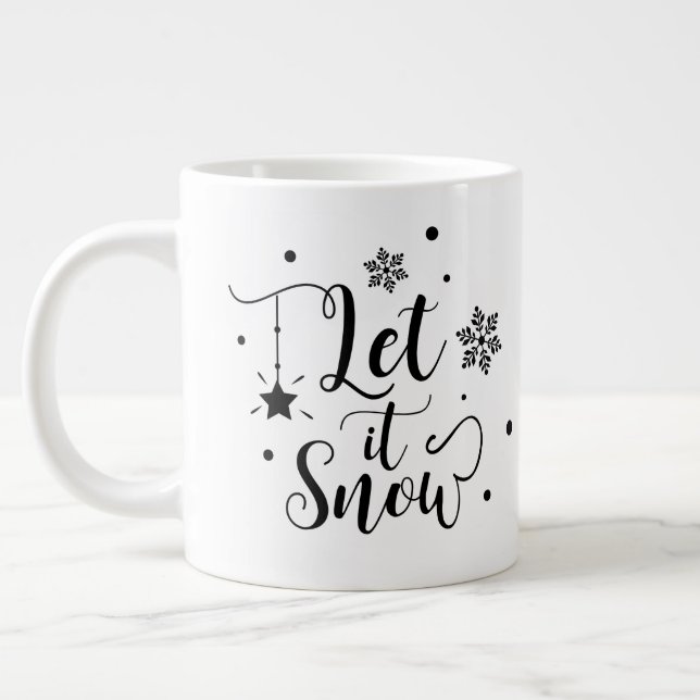 Let it Snow/Christmas Quote /Mug Large Coffee Mug (Left)