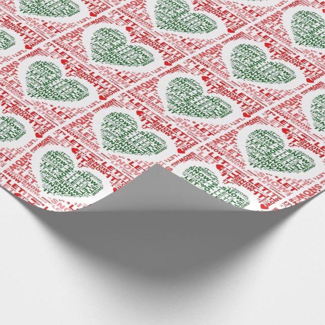 Let It Snow Christmas Red Heart Wrapping Paper (Corner)