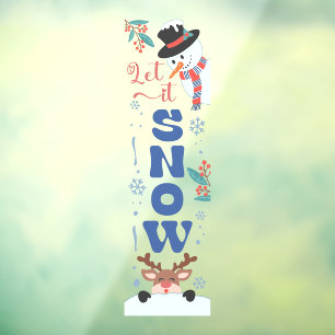 Let It Snow Christmas Snowman Reindeer Window Cling