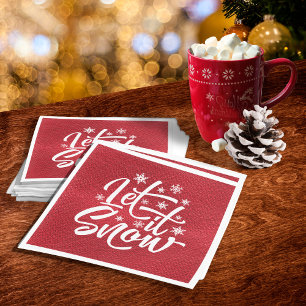 Let It Snow Christmas Typography Red/White ID951  Napkin