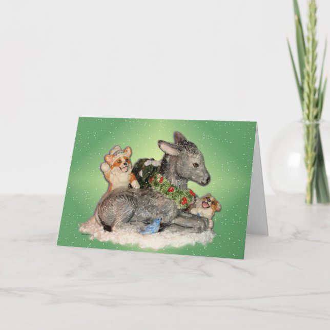 Let it Snow! Corgis & Donkey Christmas Card (Front)
