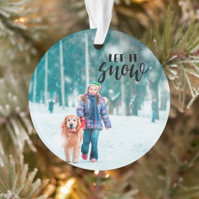 Let it Snow Custom Christmas Photo Ornament (Tree)