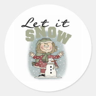Let it Snow Cute Christmas Holiday Classic Round Sticker