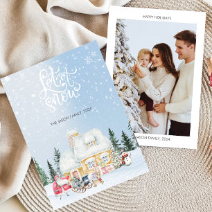 Let it snow Cute Santa Christmas Photo Card