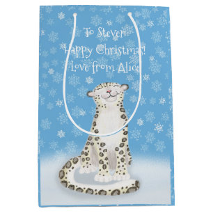 'Let it snow' cute snow leopard Christmas gift bag