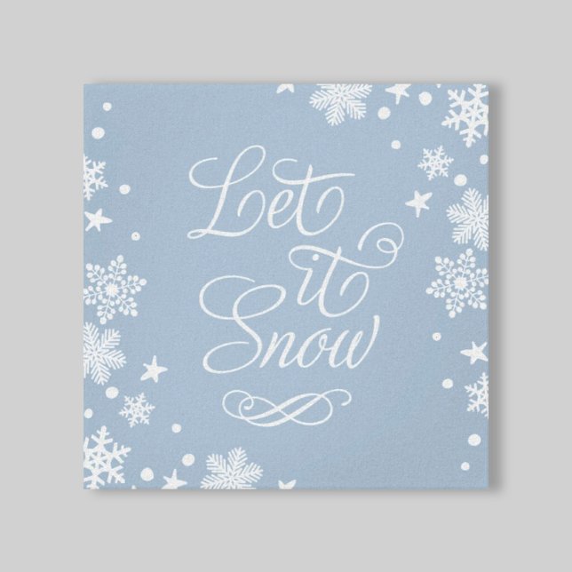 Let it Snow Dusty Blue Winter Snow Typography Canvas Print (Creator Uploaded)